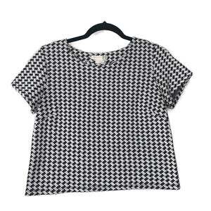 A'GACI Houndstooth Print Crop Top, Black & White, Size M